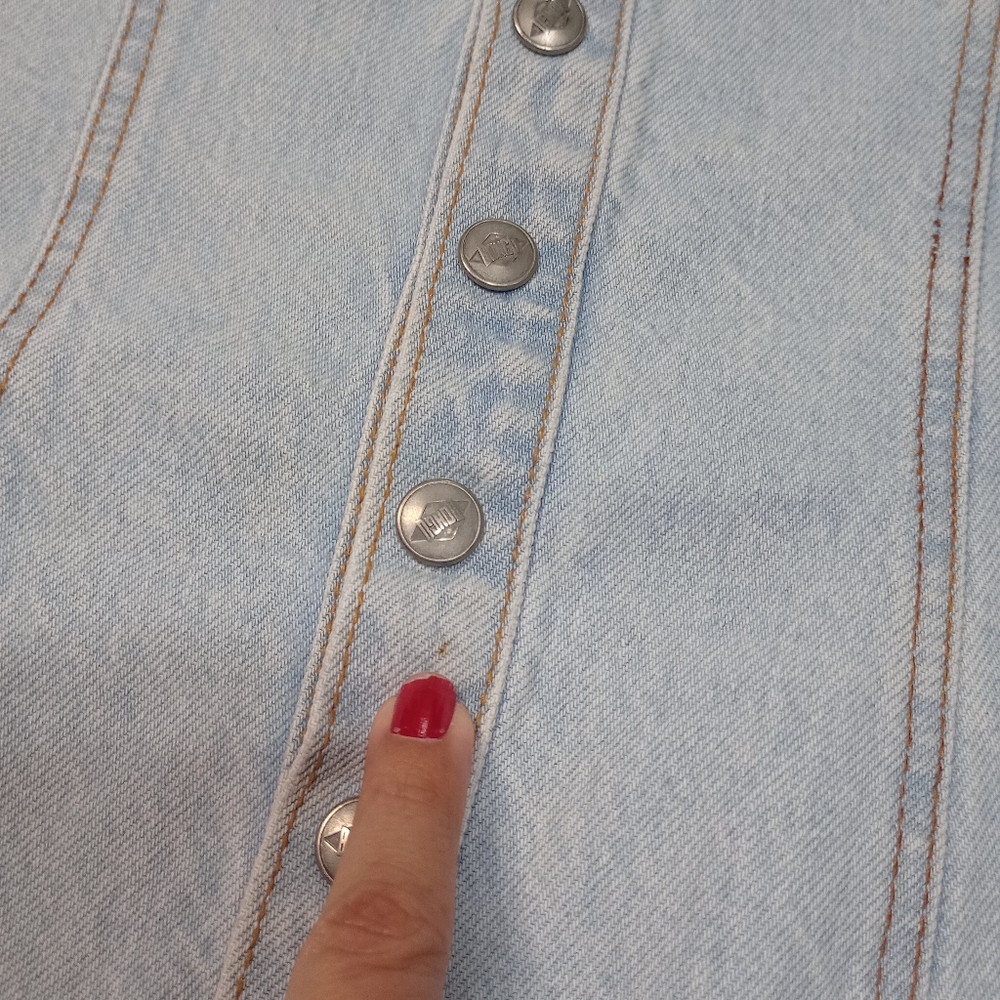 Bongo Vintage 90s Y2K Denim Mini Dress Light Wash - Picture 9 of 12